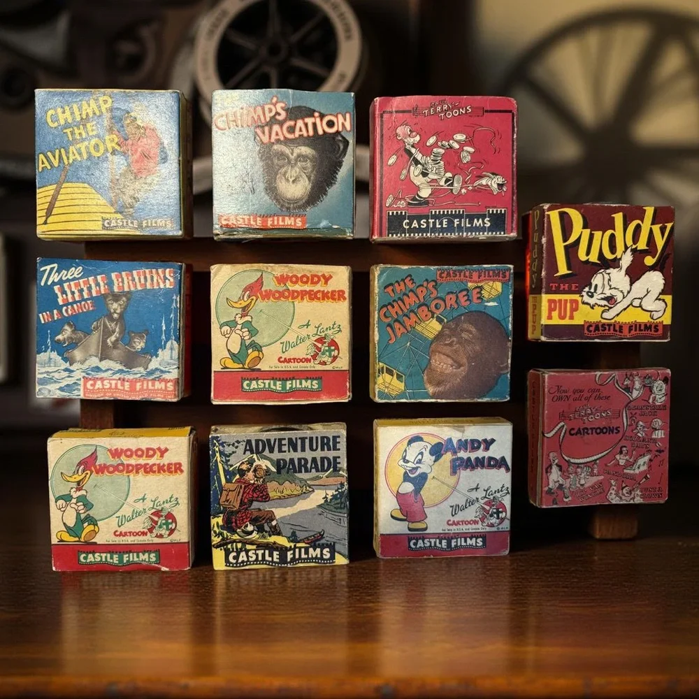 Castle Films Set of 11 Vintage Cartoon 16mm Film Reels Good Condition for Age